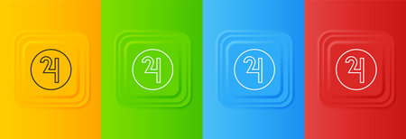 White Ancient astrological symbol of Jupiter icon isolated on colorful background. Astrology planet. Zodiac and astrology sign. Set icons in square buttons. Vector.のイラスト素材