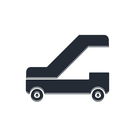 Black Passenger ladder for plane boarding icon isolated on white background. Airport stair travel. Vector.のイラスト素材