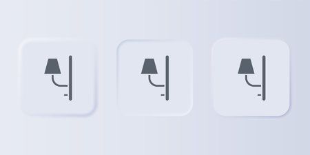 Gray Wall lamp or sconce icon isolated on gray background. Wall lamp light. Set icons in square buttons. Vector.のイラスト素材