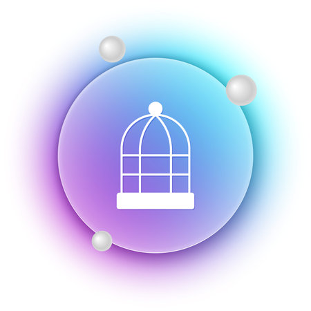 White Cage for birds icon isolated on white background. Blue and purple gradient circle background. Vector.のイラスト素材