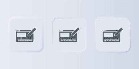 Gray UI or UX design icon isolated on gray background. Set icons in square buttons. Vector.のイラスト素材
