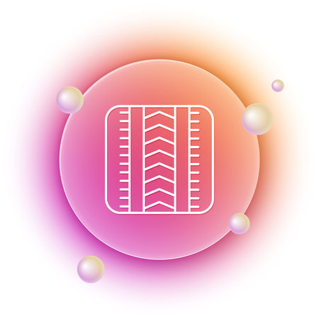 White Tire track icon isolated on white background. Orange and pink gradient circle background. Vector.のイラスト素材