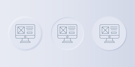 Gray UI or UX design icon isolated on gray background. Set icons in square buttons. Vector.のイラスト素材