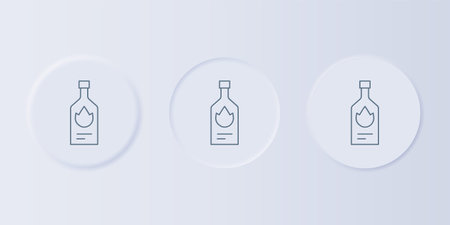 Gray Tabasco sauce icon isolated on gray background. Chili cayenne spicy pepper sauce. Set icons in square buttons. Vector.のイラスト素材
