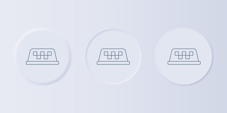 Gray Taxi car roof icon isolated on gray background. Set icons in square buttons. Vector.のイラスト素材