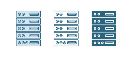 Blue Server, Data, Web Hosting icon isolated on white background. Vector.のイラスト素材