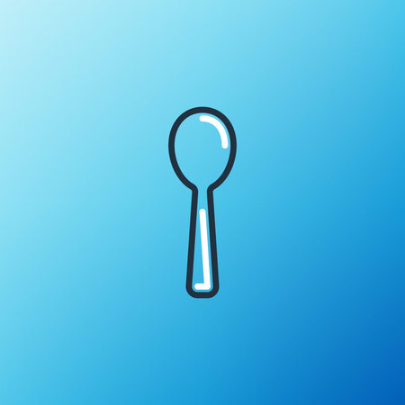 Line Spoon icon isolated on blue background. Cooking utensil. Cutlery sign. Colorful outline concept. Vector.のイラスト素材