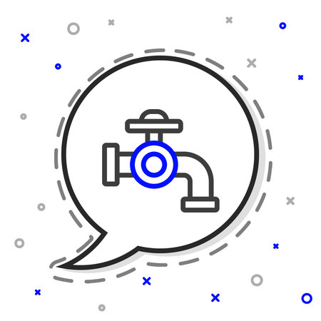Line Water tap icon isolated on white background. Colorful outline concept. Vector.のイラスト素材