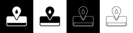 Set Oilfield icon isolated on black and white background. Natural resources, oil and gas production. Vector.のイラスト素材