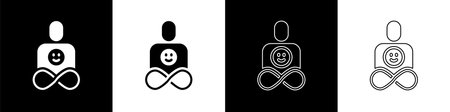 Set Friends forever icon isolated on black and white background. Everlasting friendship concept. Vector.のイラスト素材