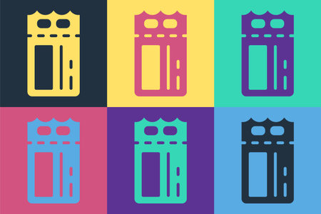 Pop art Cinema ticket icon isolated on color background. Vector.のイラスト素材