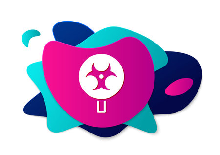 Color Biohazard symbol icon isolated on white background. Abstract banner with liquid shapes. Vector.のイラスト素材