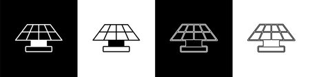 Set Solar energy panel icon isolated on black and white background. Vector.のイラスト素材