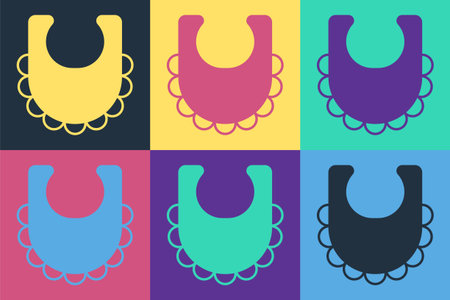 Pop art Baby bib icon isolated on color background. Vector.のイラスト素材
