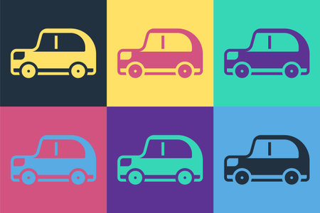 Pop art Car icon isolated on color background. Vector.のイラスト素材