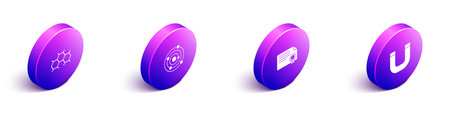 Set Isometric Chemical formula, Solar system, Certificate template and Magnet icon. Vector.のイラスト素材