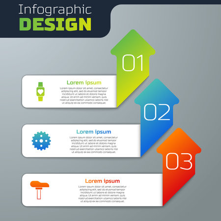 Set Smart watch, Bicycle sprocket crank and seat. Business infographic template. Vector.のイラスト素材