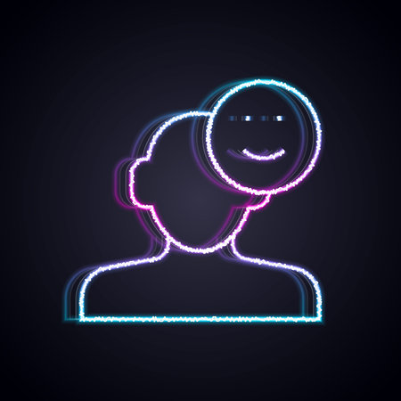 Glowing neon line Good mood icon isolated on black background. Vector.のイラスト素材