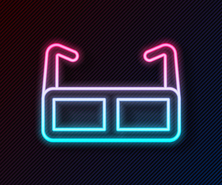 Glowing neon line Glasses icon isolated on black background. Eyeglass frame symbol. Vector.のイラスト素材
