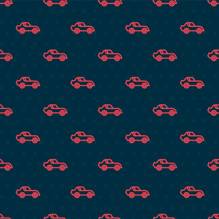 Red line Car icon isolated seamless pattern on black background. Vector.のイラスト素材