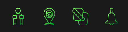 Set line Boxing training paws Jump rope helmet and bell. Gradient color icons. Vector.のイラスト素材