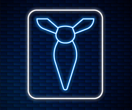 Glowing neon line Tie icon isolated on brick wall background. Necktie and neckcloth symbol. Vector.のイラスト素材