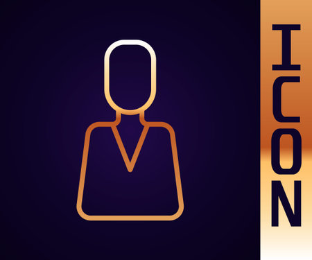 Gold line Employee icon isolated on black background. Head hunting. Business target or Employment. Human resource and recruitment for business. Vector.のイラスト素材