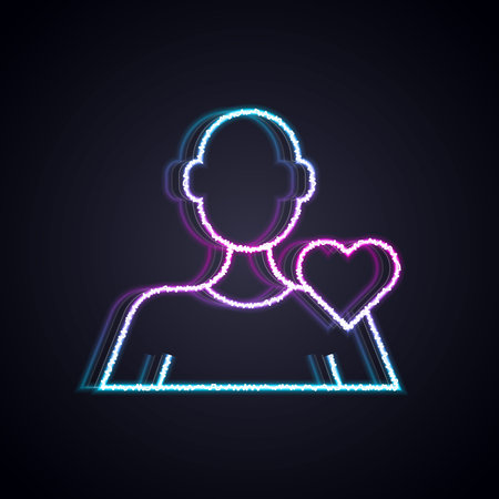 Glowing neon line Romantic man icon isolated on black background. Happy Valentines day. Vector.のイラスト素材