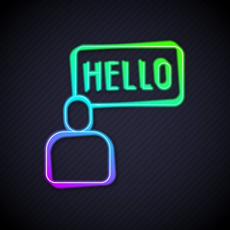 Glowing neon line Acquaintance icon isolated on black background. Vector.のイラスト素材