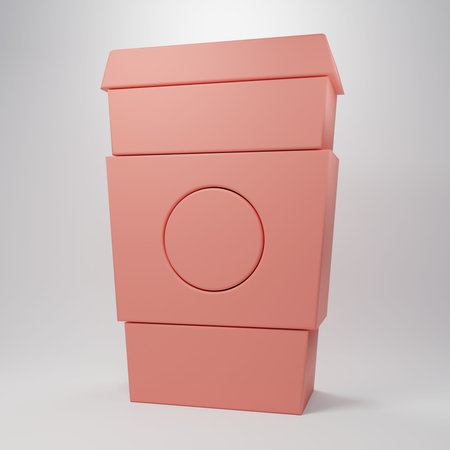 Pink Coffee cup to go icon isolated on pink background. Minimalism concept. 3D render illustration.