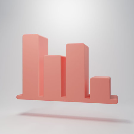 Pink Pie chart infographic icon isolated on pink background. Diagram chart sign. Minimalism concept....