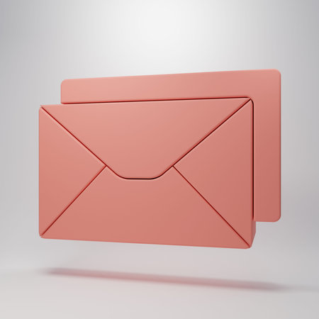 Pink Envelope icon isolated on pink background. Email message letter symbol. Minimalism concept. 3D...