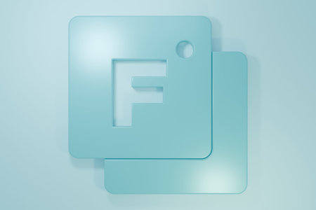 Blue Fahrenheit icon isolated on blue background. Minimalism concept. 3D render illustration.