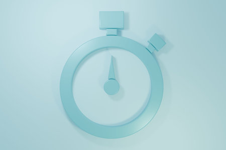 Blue Stopwatch icon isolated on blue background. Time timer sign. Chronometer sign Minimalism...