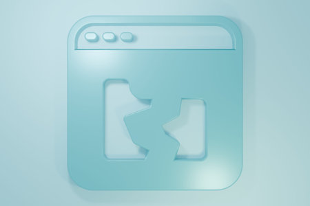 Blue Broken file icon isolated on blue background. Minimalism concept. 3D render illustration.