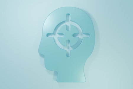Blue Finding a problem in psychology icon isolated on blue background. Minimalism concept. 3D render...