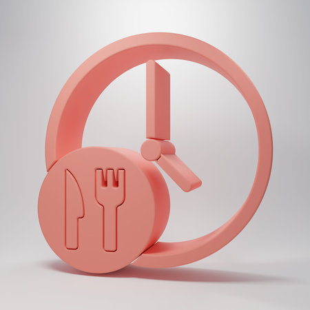 Pink Round the clock delivery icon isolated on pink background. Minimalism concept. 3D render...