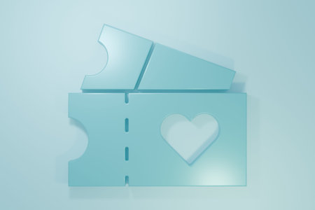 Blue Love ticket icon isolated on blue background. Valentines day sign. Couple relationships symbol....