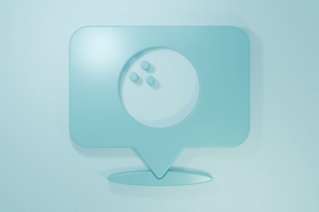 Blue Map pointer with bowling ball icon isolated on blue background. Sport equipment. Minimalism...