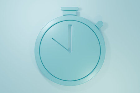 Blue Stopwatch icon isolated on blue background. Time timer sign. Chronometer sign Minimalism...