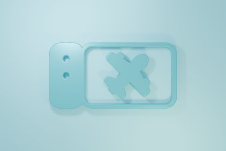 Blue Airline ticket icon isolated on blue background. Plane ticket. Minimalism concept. 3D render...