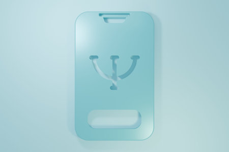 Blue Online psychological counseling distance icon isolated on blue background. Psychotherapy,...