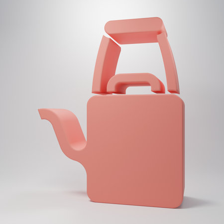 Pink Watering can icon isolated on pink background. Irrigation symbol. Minimalism concept. 3D render illustration.の写真素材