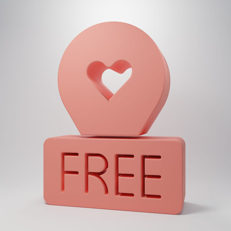 Pink Map pointer with heart icon isolated on pink background. Valentines day. Love location....