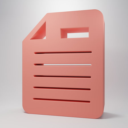 Pink File document icon isolated on pink background. Checklist icon. Business concept. Minimalism concept. 3D render illustration.の写真素材