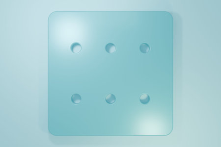 Blue Game dice icon isolated on blue background. Casino gambling. Minimalism concept. 3D render illustration.の写真素材