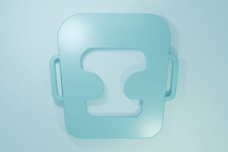 Blue Boxing helmet icon isolated on blue background. Minimalism concept. 3D render illustration.