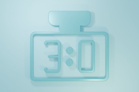 Blue Sport mechanical scoreboard and result display icon isolated on blue background. Minimalism...