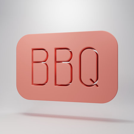 Pink Barbecue icon isolated on pink background. Heat symbol. BBQ grill party. Minimalism concept. 3D render illustration.の写真素材