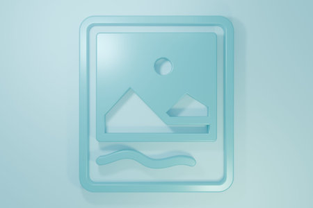 Blue Photo frame icon isolated on blue background. Vintage empty photos frame. Minimalism concept....